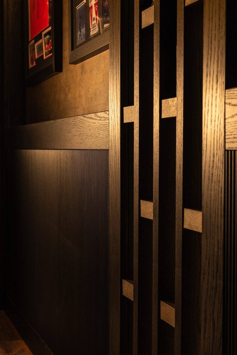 Luxury bespoke home bar with pool table — handcrafted by Hafferty Interiors Manchester