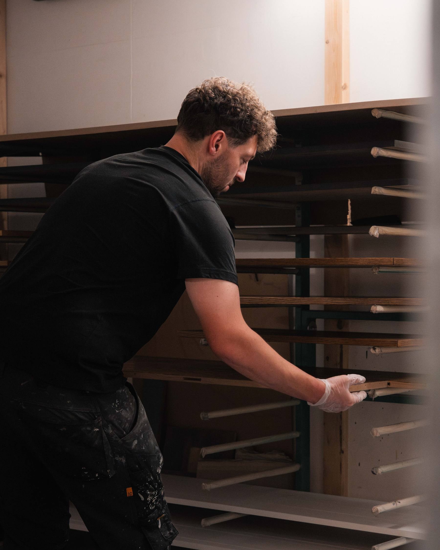 Bespoke furniture finishing detail — Hafferty Interiors Manchester workshop